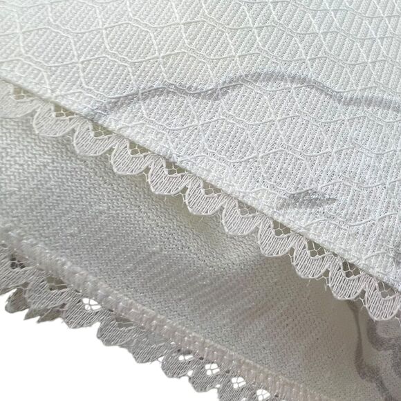 VTG Blue Floral Lace Trim Tablecloth Baroque Texture Satin 62x90” Rectangle Boho - Picture 4 of 7